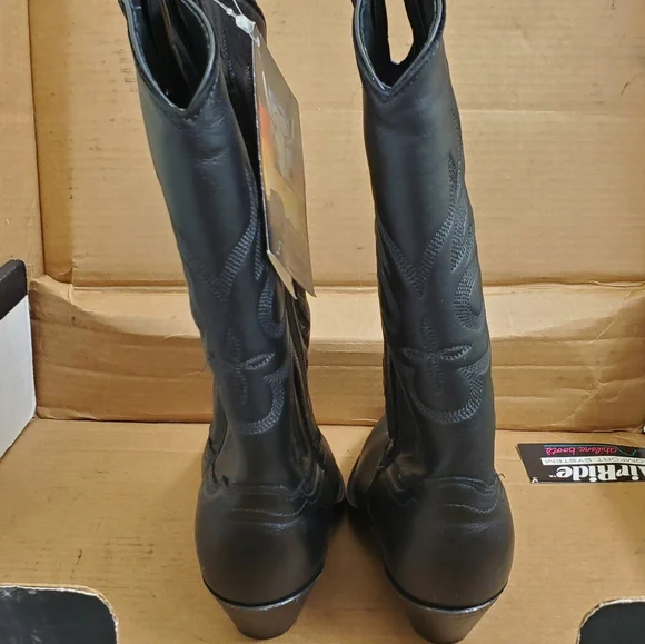 🤩New with tags Rare vintage genuine leather abilene black boots size 5.5 M - Picture 4 of 15